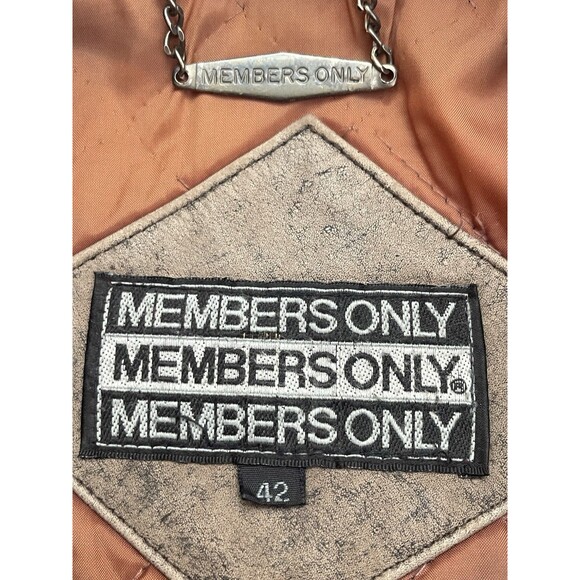 VTG Members Only Genuine Leather Bomber Jacket Brown Men’s 42 Classic Biker - Picture 2 of 12